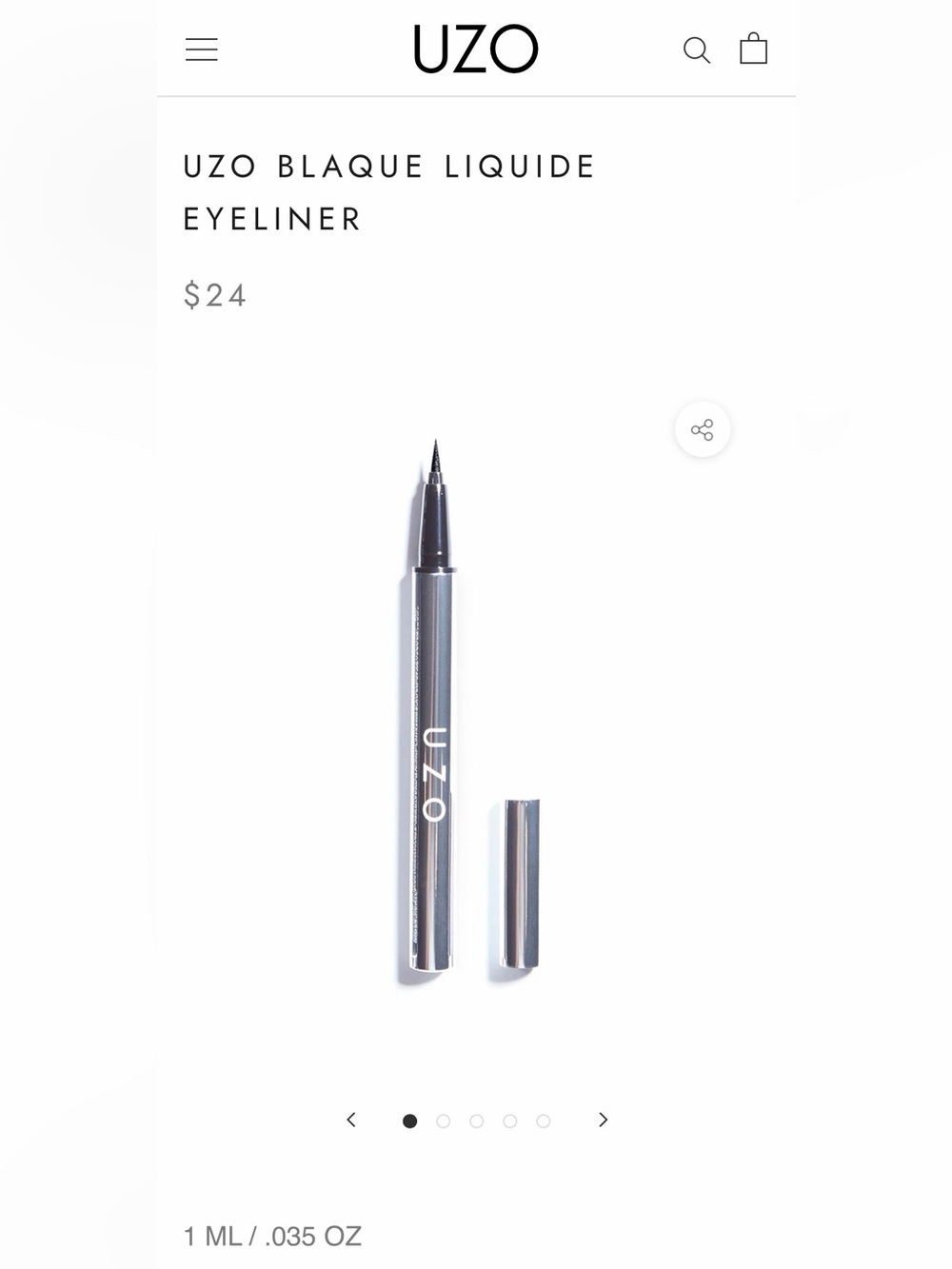 NIB UZO Blaque Liquide Eyeliner Black Waterproof Felt Tip Pen Makeup